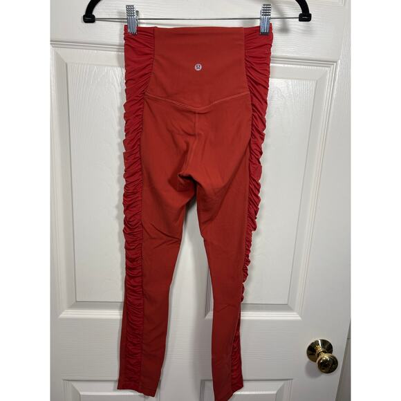 Lululemon Align High Rise Legging Pant Ruched Cayenne Burnt Orange Rust Red - Picture 4 of 8